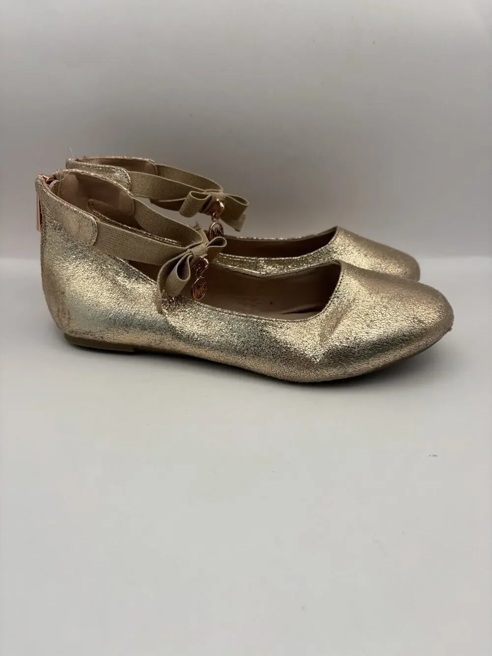 Michael Kors Kenyah Kay Rose Gold Ballet Flats Girls Size 5
